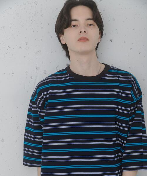 SENSE OF PLACE by URBAN RESEARCH(センスオブプレイスバイアーバンリサーチ)の「『ユニセックス』ボーダーエクストラルーズTシャツ(Tシャツ/カットソー・メンズ・ブラウン/ライトグレー/ネイビー/ミント・MEDIUM/LARGE)」の8枚目の写真