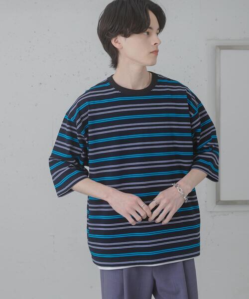 SENSE OF PLACE by URBAN RESEARCH(センスオブプレイスバイアーバンリサーチ)の「『ユニセックス』ボーダーエクストラルーズTシャツ(Tシャツ/カットソー・メンズ・ブラウン/ライトグレー/ネイビー/ミント・MEDIUM/LARGE)」の12枚目の写真