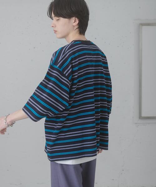 SENSE OF PLACE by URBAN RESEARCH(センスオブプレイスバイアーバンリサーチ)の「『ユニセックス』ボーダーエクストラルーズTシャツ(Tシャツ/カットソー・メンズ・ブラウン/ライトグレー/ネイビー/ミント・MEDIUM/LARGE)」の14枚目の写真