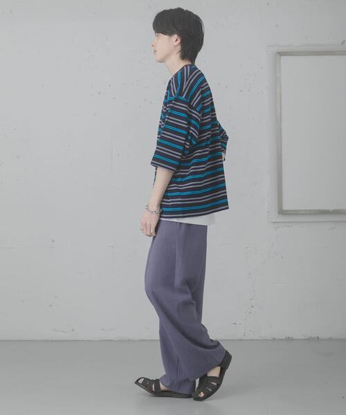 SENSE OF PLACE by URBAN RESEARCH(センスオブプレイスバイアーバンリサーチ)の「『ユニセックス』ボーダーエクストラルーズTシャツ(Tシャツ/カットソー・メンズ・ブラウン/ライトグレー/ネイビー/ミント・MEDIUM/LARGE)」の16枚目の写真