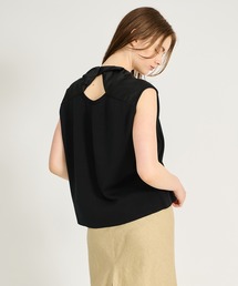 ESTNATION / バックショルダーツイストニットTシャツ
