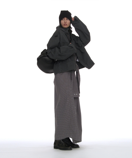 PARTIMENTO WOMEN（パルティメントウィメン）の「スリーブタイシャツマキシドレス_チャコールチェック（ワンピース・レディース・その他・OS）」の5枚目の写真