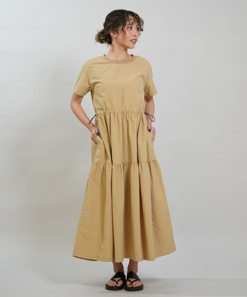 RIKKA FEMME(リッカファム)の「RIKKA FEMME/リッカファム ワンピース ロング丈 ウエストドロストワンピース RF6S-1409(ワンピース・レディース・ベージュ/ブラック・FREE)」の12枚目の写真