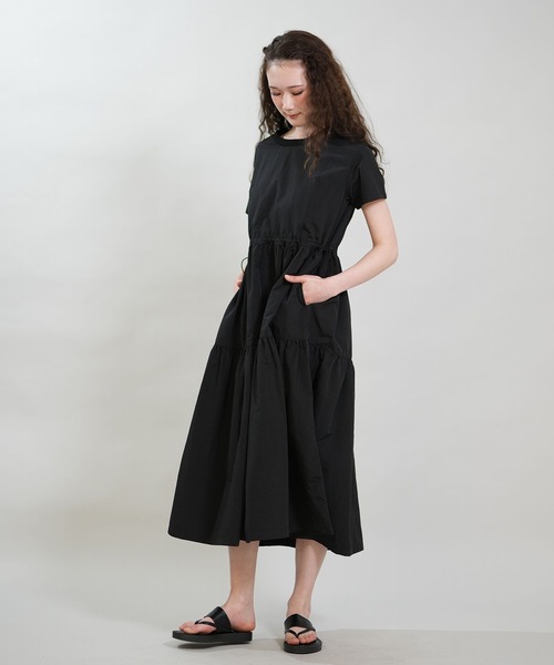 RIKKA FEMME(リッカファム)の「RIKKA FEMME/リッカファム ワンピース ロング丈 ウエストドロストワンピース RF6S-1409(ワンピース・レディース・ベージュ/ブラック・FREE)」の4枚目の写真
