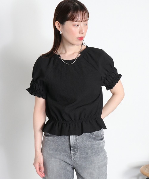 cepo(セポ)の「〈セットアップ対応〉速乾・涼感 リサイクルポリサッカー2way シャーリングブラウス(シャツ/ブラウス・レディース・ホワイト×ブラック/ブラック/チャコールグレー・M)」の20枚目の写真