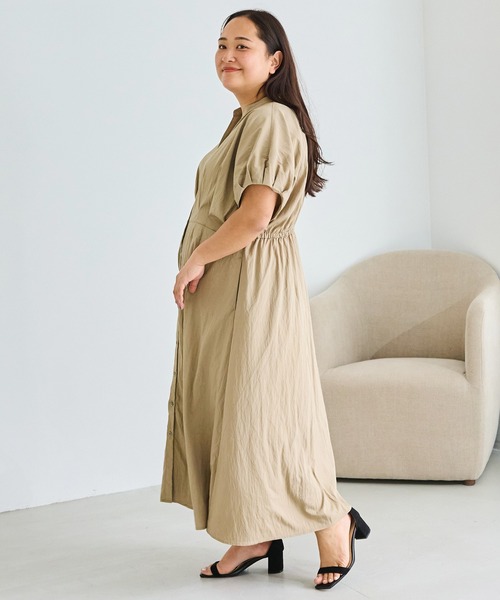LAVEANGE(ラビアンジェ)の「ウエストタックスキッパーワンピース(ワンピース・レディース・ベージュ/ブラック・3L/4L/5L/M/LL)」の5枚目の写真