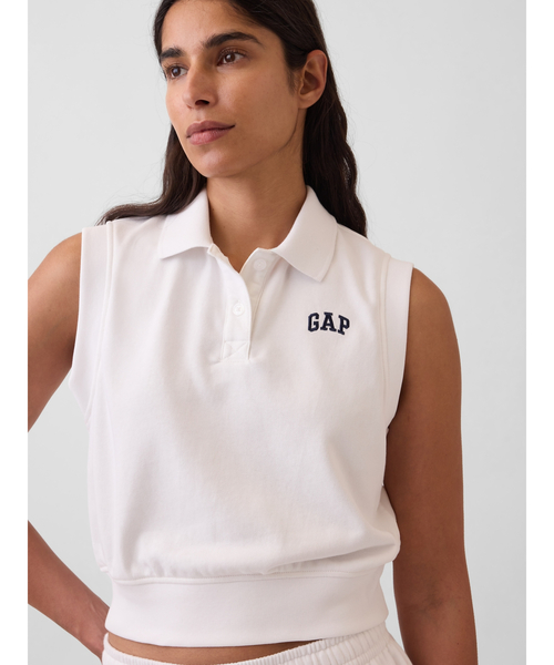 GAP（ギャップ）の「ヴィンテージソフト フレンチテリー ポロ クロップド タンクトップ（ポロシャツ・レディース・ホワイト/ネイビー・XS/S/M/L/XL/XXS）」の11枚目の写真