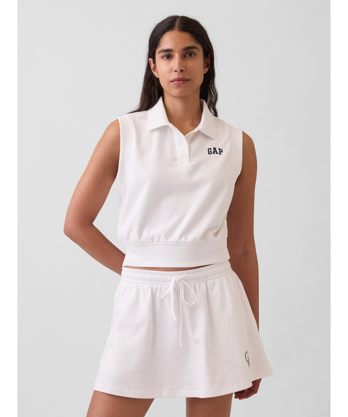 GAP（ギャップ）の「ヴィンテージソフト フレンチテリー ポロ クロップド タンクトップ（ポロシャツ・レディース・ホワイト/ネイビー・XS/S/M/L/XL/XXS）」の3枚目の写真