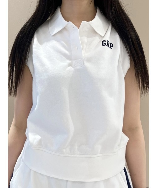 GAP（ギャップ）の「ヴィンテージソフト フレンチテリー ポロ クロップド タンクトップ（ポロシャツ・レディース・ホワイト/ネイビー・XS/S/M/L/XL/XXS）」の13枚目の写真