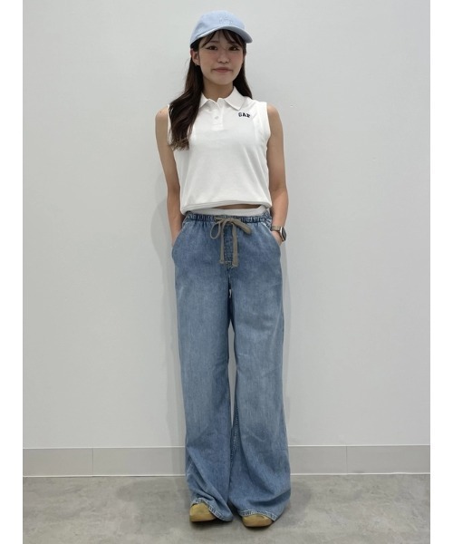 GAP（ギャップ）の「ヴィンテージソフト フレンチテリー ポロ クロップド タンクトップ（ポロシャツ・レディース・ホワイト/ネイビー・XS/S/M/L/XL/XXS）」の15枚目の写真