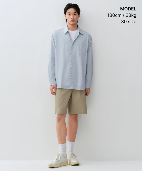 MUSINSA STANDARD（ムシンサスタンダード）の「[クールタンダード] ナイロンストレッチバンディングショーツ [ライトベージュ]（その他パンツ・メンズ・その他・26/28/30/32/34/36/38/40/42）」の8枚目の写真