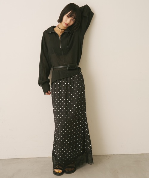 AIC.（エーアイシー）の「ドットパターンレースロングスカート（スカート・レディース・アイボリー/ブラック・FREE）」の16枚目の写真