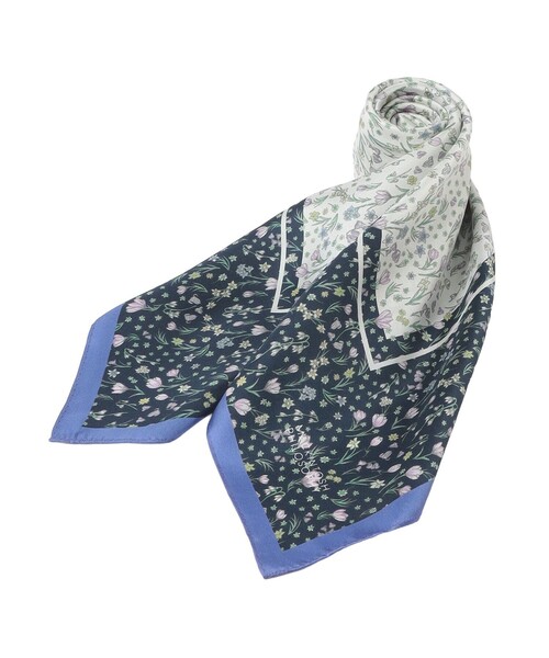 MACKINTOSH PHILOSOPHY（ﾏｯｷﾝﾄｯｼｭ ﾌｨﾛｿﾌｨｰ）の「Snowblue Garden シルクプリントスカーフ（バンダナ/スカーフ・レディース・ブルー系その他3/ダークネイビー/ベージュ系その他・FREE）」の10枚目の写真