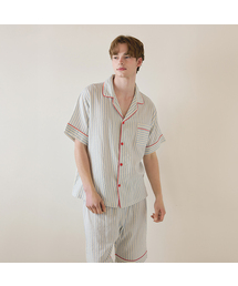 LUNALUZ STUDIO（ルナルス）の「男性ビリーSTコットン半袖カラー付き2ピースパジャマ（ルームウェア/パジャマ）」
