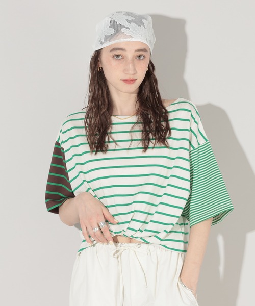GEORGE'S（ジョージズ）の「リメイク風ボーダーTシャツ（Tシャツ/カットソー・レディース・レッド系その他/グリーン系その他/ブラウン系その他・FREE）」の8枚目の写真
