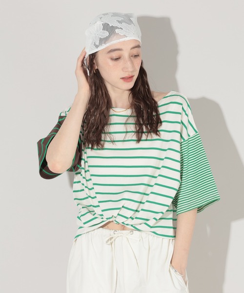 GEORGE'S（ジョージズ）の「リメイク風ボーダーTシャツ（Tシャツ/カットソー・レディース・レッド系その他/グリーン系その他/ブラウン系その他・FREE）」の9枚目の写真