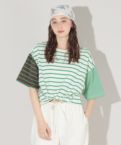 GEORGE'S（ジョージズ）の「リメイク風ボーダーTシャツ（Tシャツ/カットソー・レディース・レッド系その他/グリーン系その他/ブラウン系その他・FREE）」の10枚目の写真