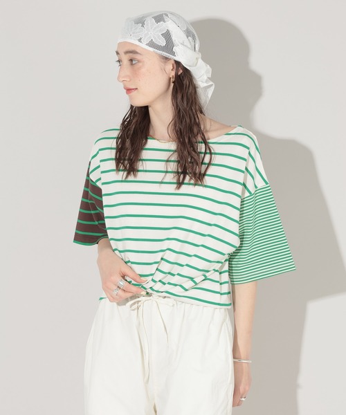 GEORGE'S（ジョージズ）の「リメイク風ボーダーTシャツ（Tシャツ/カットソー・レディース・レッド系その他/グリーン系その他/ブラウン系その他・FREE）」の11枚目の写真