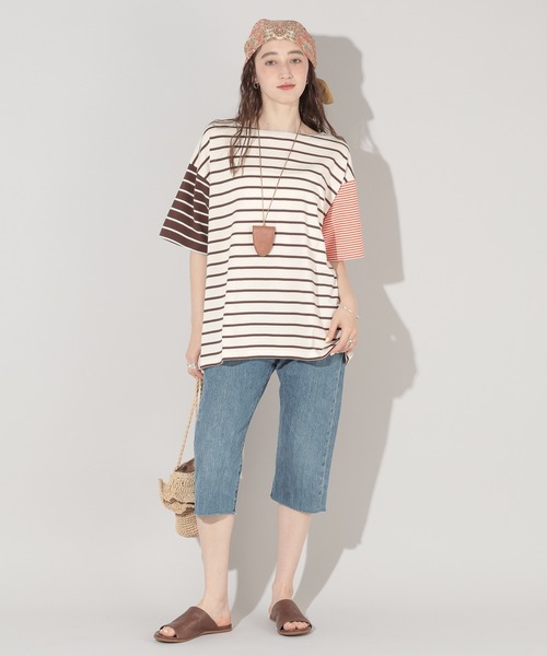 GEORGE'S（ジョージズ）の「リメイク風ボーダーTシャツ（Tシャツ/カットソー・レディース・レッド系その他/グリーン系その他/ブラウン系その他・FREE）」の12枚目の写真
