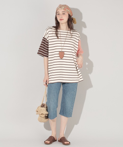 GEORGE'S(ジョージズ)の「リメイク風ボーダーTシャツ(Tシャツ/カットソー・レディース・レッド系その他/グリーン系その他/ブラウン系その他・FREE)」の14枚目の写真