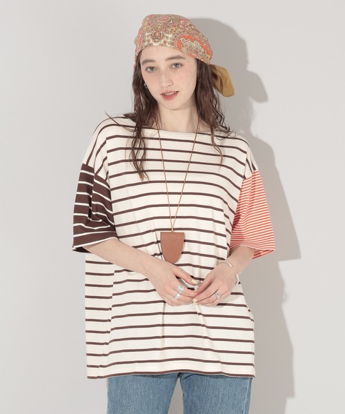 GEORGE'S(ジョージズ)の「リメイク風ボーダーTシャツ(Tシャツ/カットソー・レディース・レッド系その他/グリーン系その他/ブラウン系その他・FREE)」の16枚目の写真