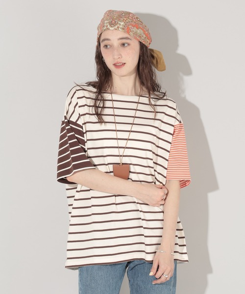 GEORGE'S(ジョージズ)の「リメイク風ボーダーTシャツ(Tシャツ/カットソー・レディース・レッド系その他/グリーン系その他/ブラウン系その他・FREE)」の17枚目の写真