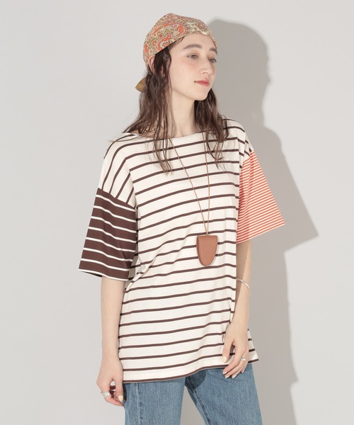 GEORGE'S(ジョージズ)の「リメイク風ボーダーTシャツ(Tシャツ/カットソー・レディース・レッド系その他/グリーン系その他/ブラウン系その他・FREE)」の18枚目の写真