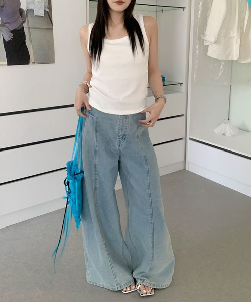 DAY CLOSET(デイ クローゼット)の「【カップ付き】花柄 レース リブ タンクトップ レディース(タンクトップ・レディース・ブラック・FREE)」の4枚目の写真