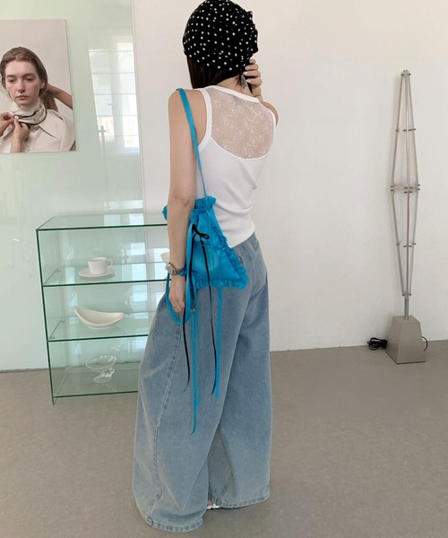 DAY CLOSET(デイ クローゼット)の「【カップ付き】花柄 レース リブ タンクトップ レディース(タンクトップ・レディース・ブラック・FREE)」の5枚目の写真