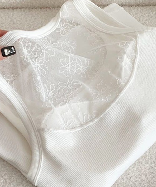 DAY CLOSET(デイ クローゼット)の「【カップ付き】花柄 レース リブ タンクトップ レディース(タンクトップ・レディース・ブラック・FREE)」の17枚目の写真