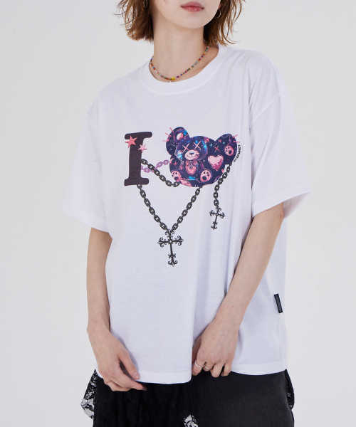 DYSFUNCT(ディスファンクト)の「I LOVE BROKEN BEARS T-SHIRT(WHITE)(Tシャツ/カットソー・レディース・その他・SMALL/MEDIUM/LARGE)」の3枚目の写真