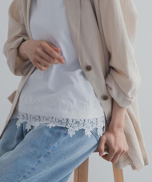 URBAN RESEARCH DOORS(アーバンリサーチドアーズ)の「裾レースノースリーブプルオーバー(Tシャツ/カットソー・レディース・オフホワイト/ブラック・FREE)」の2枚目の写真
