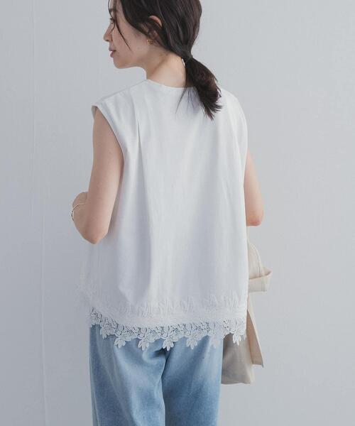 URBAN RESEARCH DOORS(アーバンリサーチドアーズ)の「裾レースノースリーブプルオーバー(Tシャツ/カットソー・レディース・オフホワイト/ブラック・FREE)」の5枚目の写真