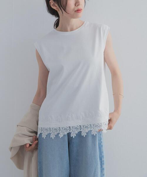 URBAN RESEARCH DOORS(アーバンリサーチドアーズ)の「裾レースノースリーブプルオーバー(Tシャツ/カットソー・レディース・オフホワイト/ブラック・FREE)」の6枚目の写真