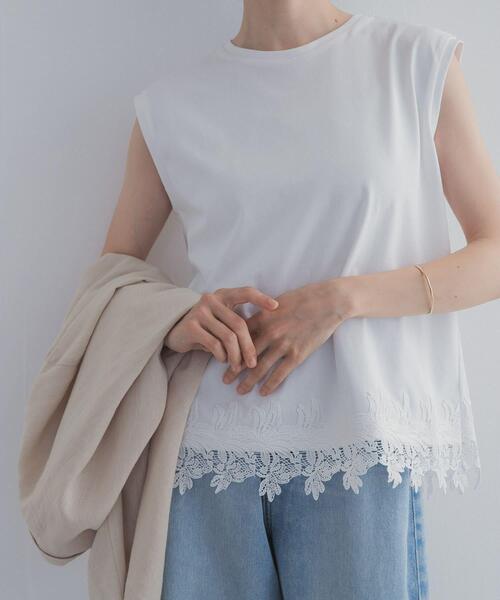 URBAN RESEARCH DOORS(アーバンリサーチドアーズ)の「裾レースノースリーブプルオーバー(Tシャツ/カットソー・レディース・オフホワイト/ブラック・FREE)」の7枚目の写真
