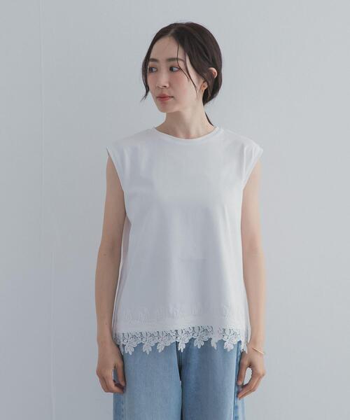 URBAN RESEARCH DOORS(アーバンリサーチドアーズ)の「裾レースノースリーブプルオーバー(Tシャツ/カットソー・レディース・オフホワイト/ブラック・FREE)」の10枚目の写真