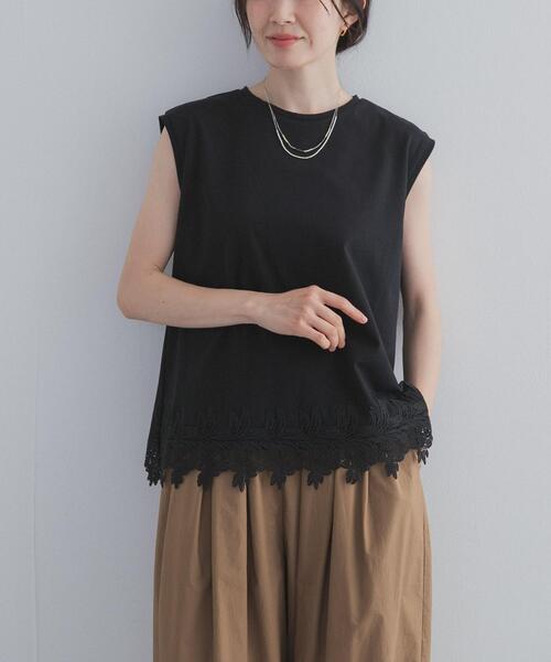 URBAN RESEARCH DOORS(アーバンリサーチドアーズ)の「裾レースノースリーブプルオーバー(Tシャツ/カットソー・レディース・オフホワイト/ブラック・FREE)」の17枚目の写真