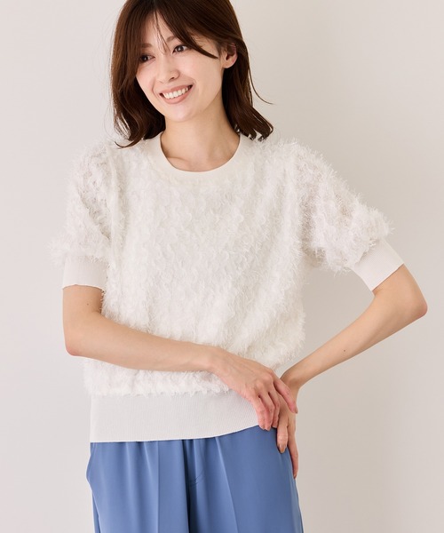 Jayro（ジャイロ）の「シャギー半袖プルオーバー（ニット/セーター・レディース・ホワイト/キナリ/ブラック/ピンク・M）」の11枚目の写真