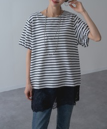 【ANNA LUNA】 1枚で完成◎ 裾レース ボーダー プルオーバー!