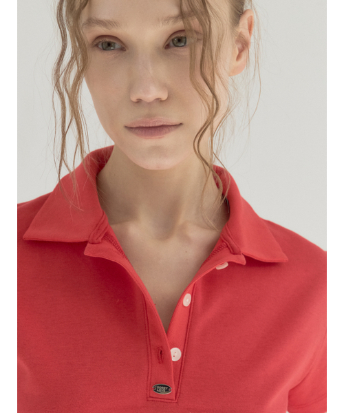 Sorry,Too Much Love(ソーリートゥーマッチラブ)の「Clean Mood Pique Polo Top_Red(ポロシャツ・レディース・その他・FREE)」の3枚目の写真