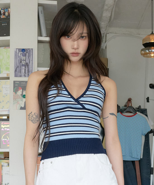 LARTIGENT(ラーティゼン)の「L24 KNIT HALTER TOP(BLUE)(Tシャツ/カットソー・レディース・その他・FREE)」の2枚目の写真