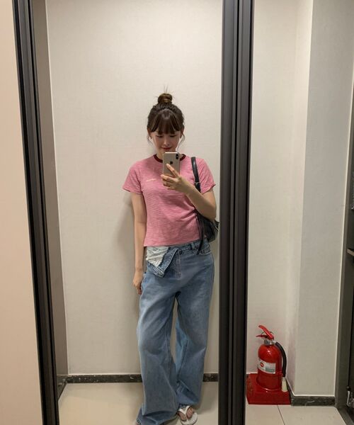HELLO SUNRISE（ハローサンライズ）の「HS VTG Stripe Tee(W)_Pink（Tシャツ/カットソー・レディース・PINK・OS）」の4枚目の写真