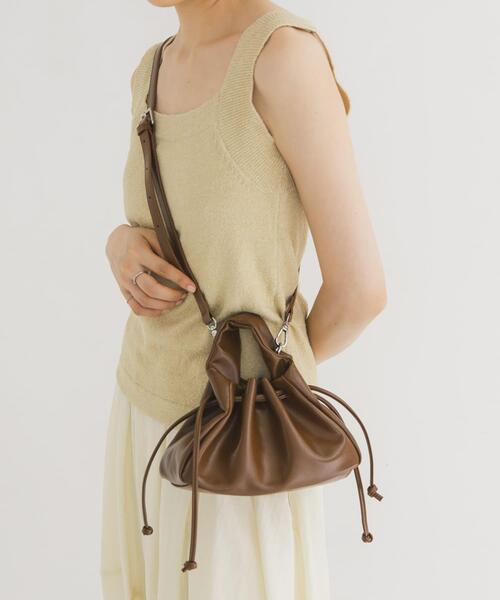 KBF(ケイビーエフ)の「巾着ワンハンドルミニBAG(ハンドバッグ・レディース・ブラック/ブラウン・ONE)」の7枚目の写真