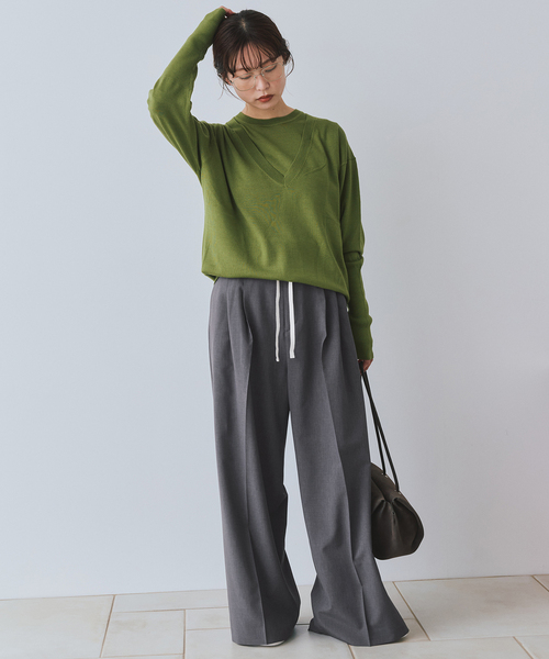 SLOBE IENA(スローブイエナ)の「《接触冷感/UVカット/吸水速乾/4サイズ展開》ワイドスラックス(スラックス・レディース・グレー/ベージュ・40/34/36/38)」の19枚目の写真