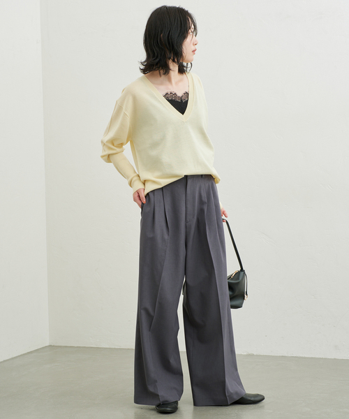 SLOBE IENA(スローブイエナ)の「《接触冷感/UVカット/吸水速乾/4サイズ展開/》ワイドスラックス(スラックス・レディース・グレー/ベージュ・40/34/36/38)」の3枚目の写真