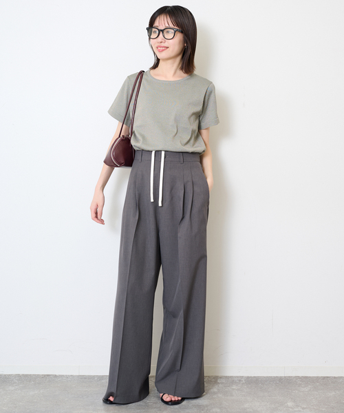 SLOBE IENA(スローブイエナ)の「《接触冷感/UVカット/吸水速乾/4サイズ展開/》ワイドスラックス(スラックス・レディース・グレー/ベージュ・40/34/36/38)」の9枚目の写真