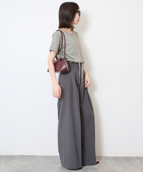 SLOBE IENA(スローブイエナ)の「《接触冷感/UVカット/吸水速乾/4サイズ展開/》ワイドスラックス(スラックス・レディース・グレー/ベージュ・40/34/36/38)」の10枚目の写真