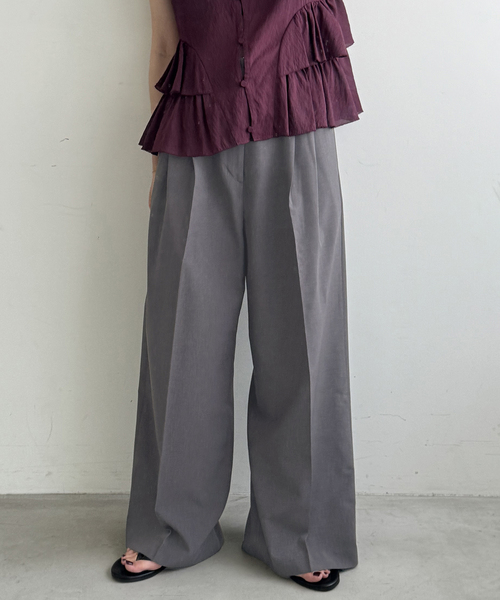 SLOBE IENA(スローブイエナ)の「《接触冷感/UVカット/吸水速乾/4サイズ展開/》ワイドスラックス(スラックス・レディース・グレー/ベージュ・40/34/36/38)」の13枚目の写真