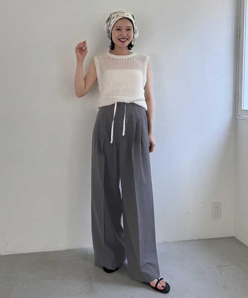 SLOBE IENA(スローブイエナ)の「《接触冷感/UVカット/吸水速乾/4サイズ展開/》ワイドスラックス(スラックス・レディース・グレー/ベージュ・40/34/36/38)」の14枚目の写真