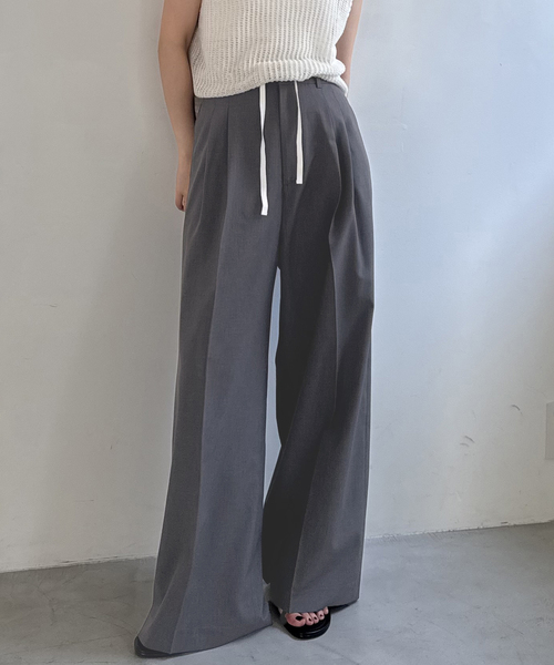 SLOBE IENA(スローブイエナ)の「《接触冷感/UVカット/吸水速乾/4サイズ展開/》ワイドスラックス(スラックス・レディース・グレー/ベージュ・40/34/36/38)」の16枚目の写真